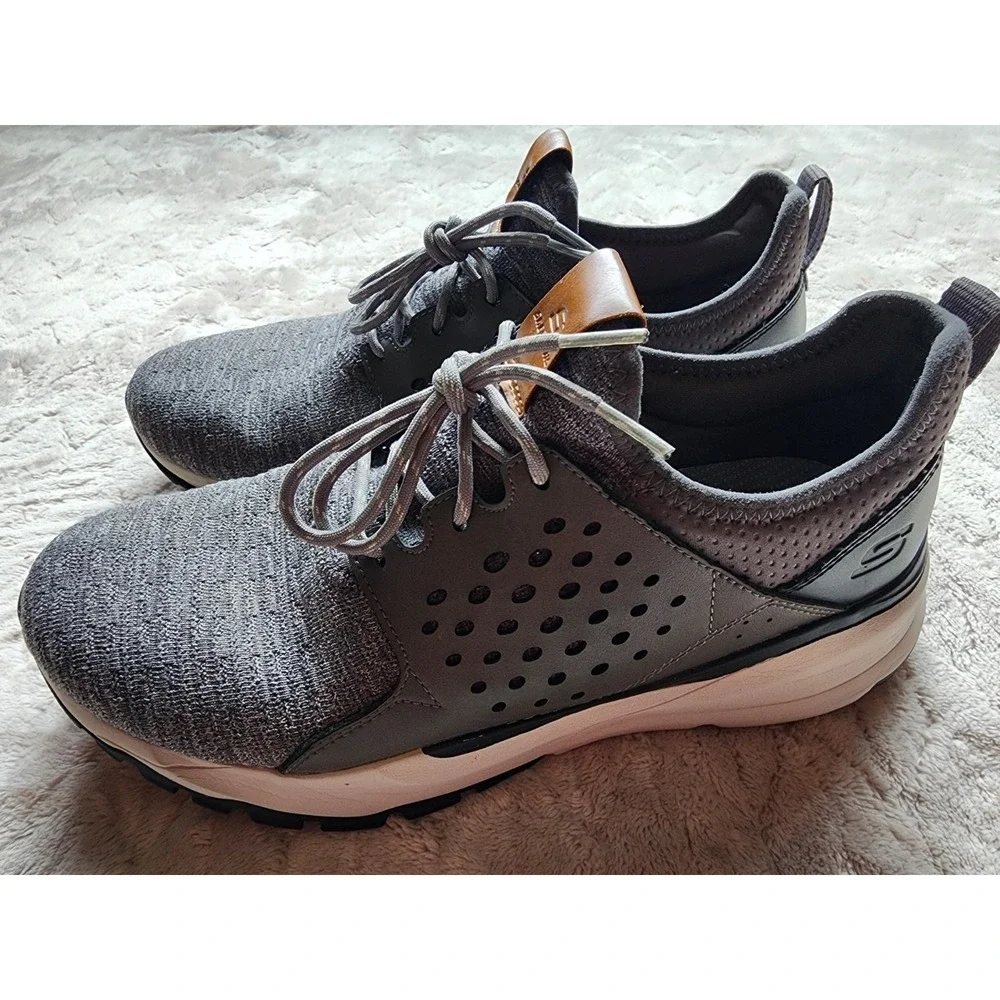 Skechers Relven-Velton Wide Fit Memory Foam Mens Grey Sneakers 11.5 65539
